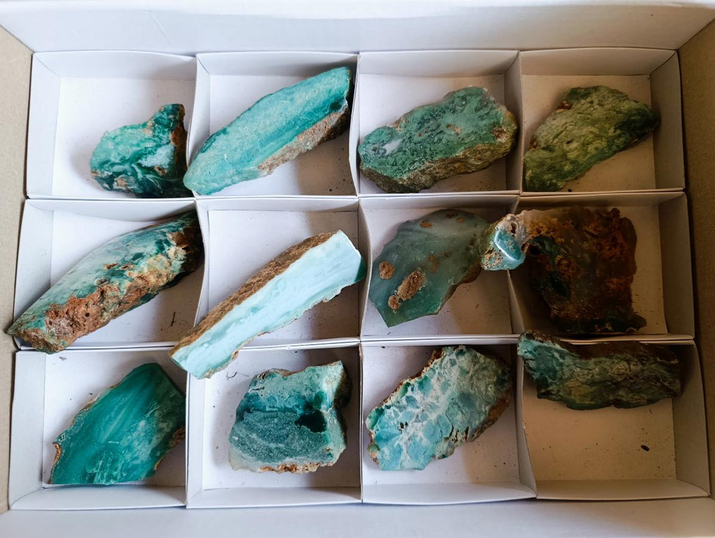 Polished One Side Great Dyke Mtorolite Chrysoprase Slices x 12 From Great Dyke Mountain Range, Zimbabwe