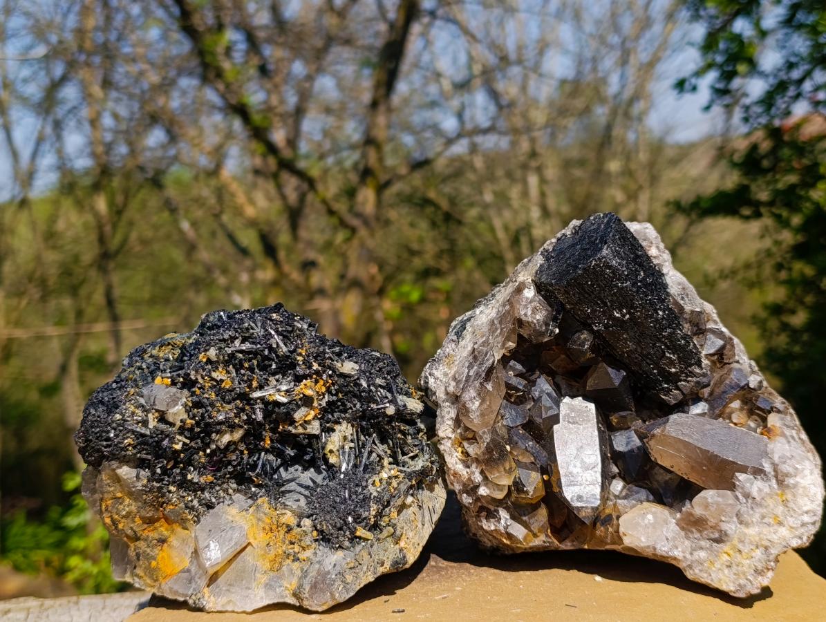 Natural Smokey Quartz Specimens with Associated Minerals x 2 From Erongo, Namibia