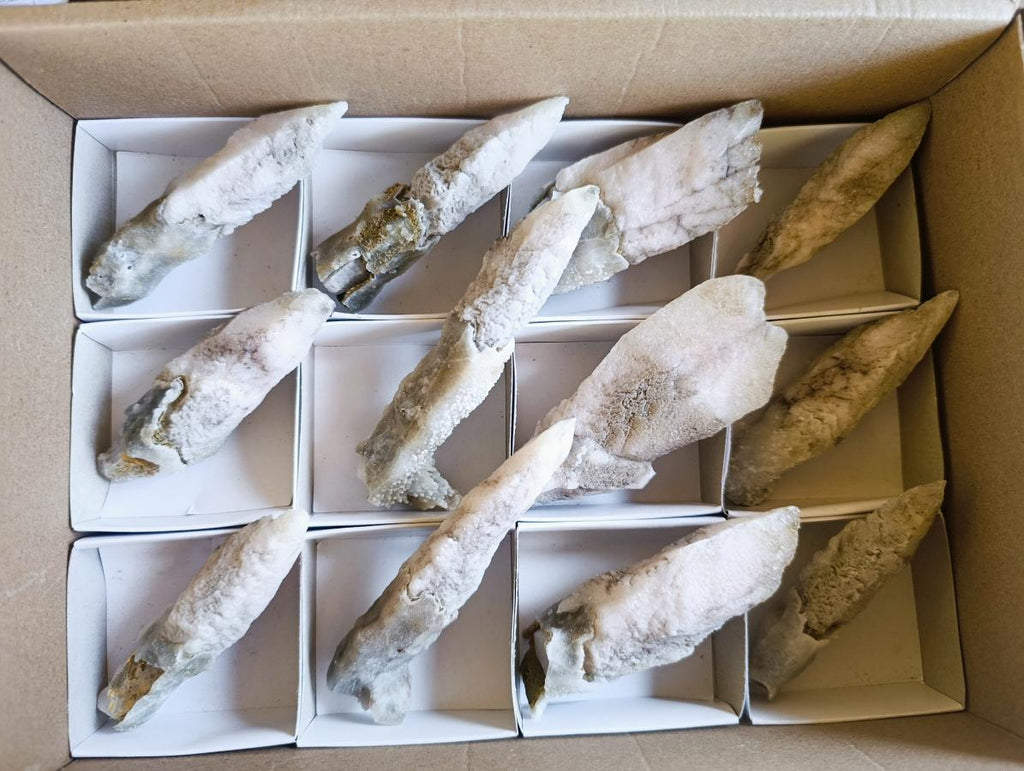 Natural Spearhead Calcite Crystal Specimens x 12 From Albert's Mountain, Lesotho