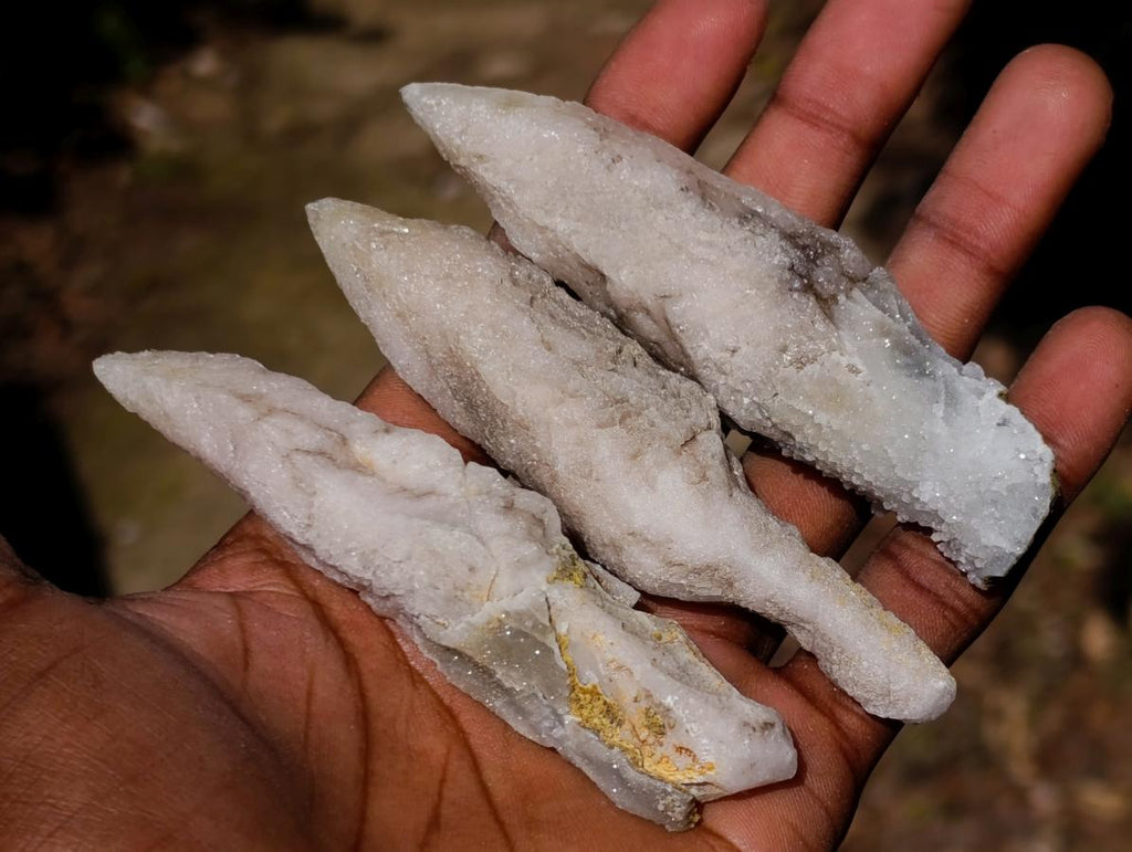 Natural Spearhead Calcite Crystal Specimens x 12 From Albert's Mountain, Lesotho