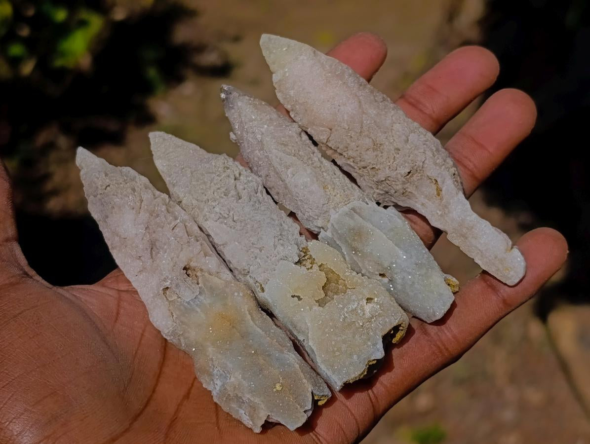Natural Spearhead Calcite Crystal Specimens x 12 From Albert's Mountain, Lesotho