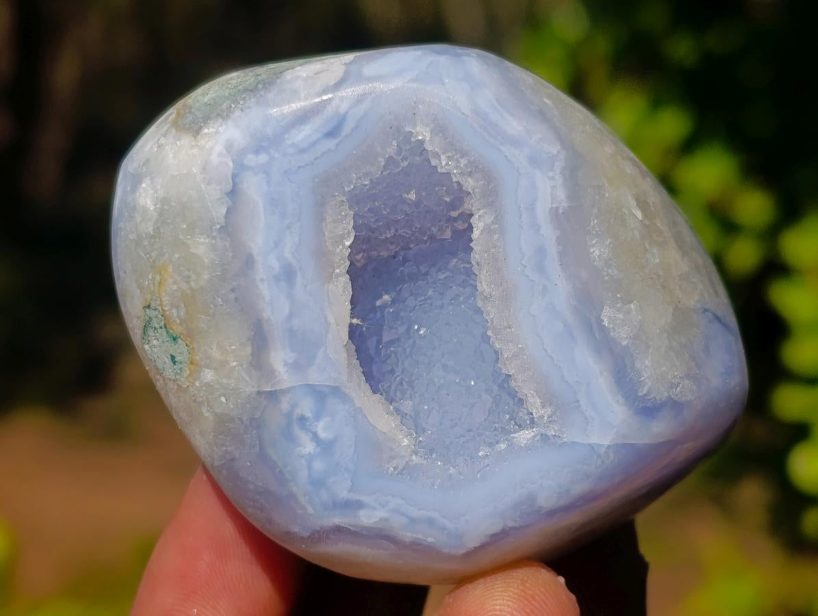 Polished and Natural Blue Lace Agate Free Forms x 12 From Nsanje, Malawi
