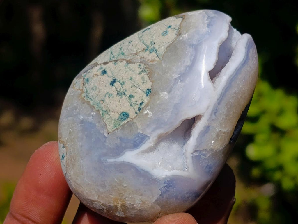 Polished and Natural Blue Lace Agate Free Forms x 12 From Nsanje, Malawi