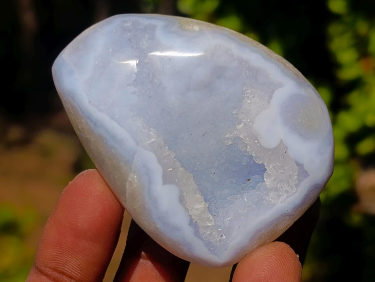 Polished and Natural Blue Lace Agate Free Forms x 12 From Nsanje, Malawi