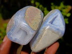 Polished and Natural Blue Lace Agate Free Forms x 12 From Nsanje, Malawi