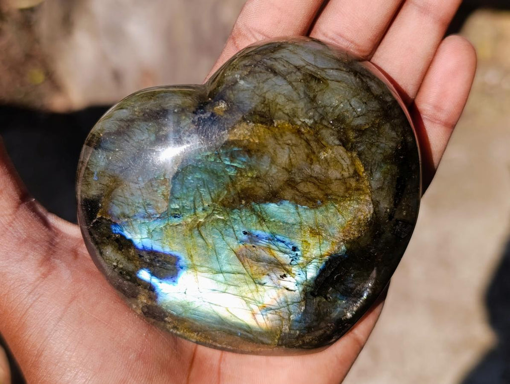 Polished Labradorite Hearts x 2 From Madagascar