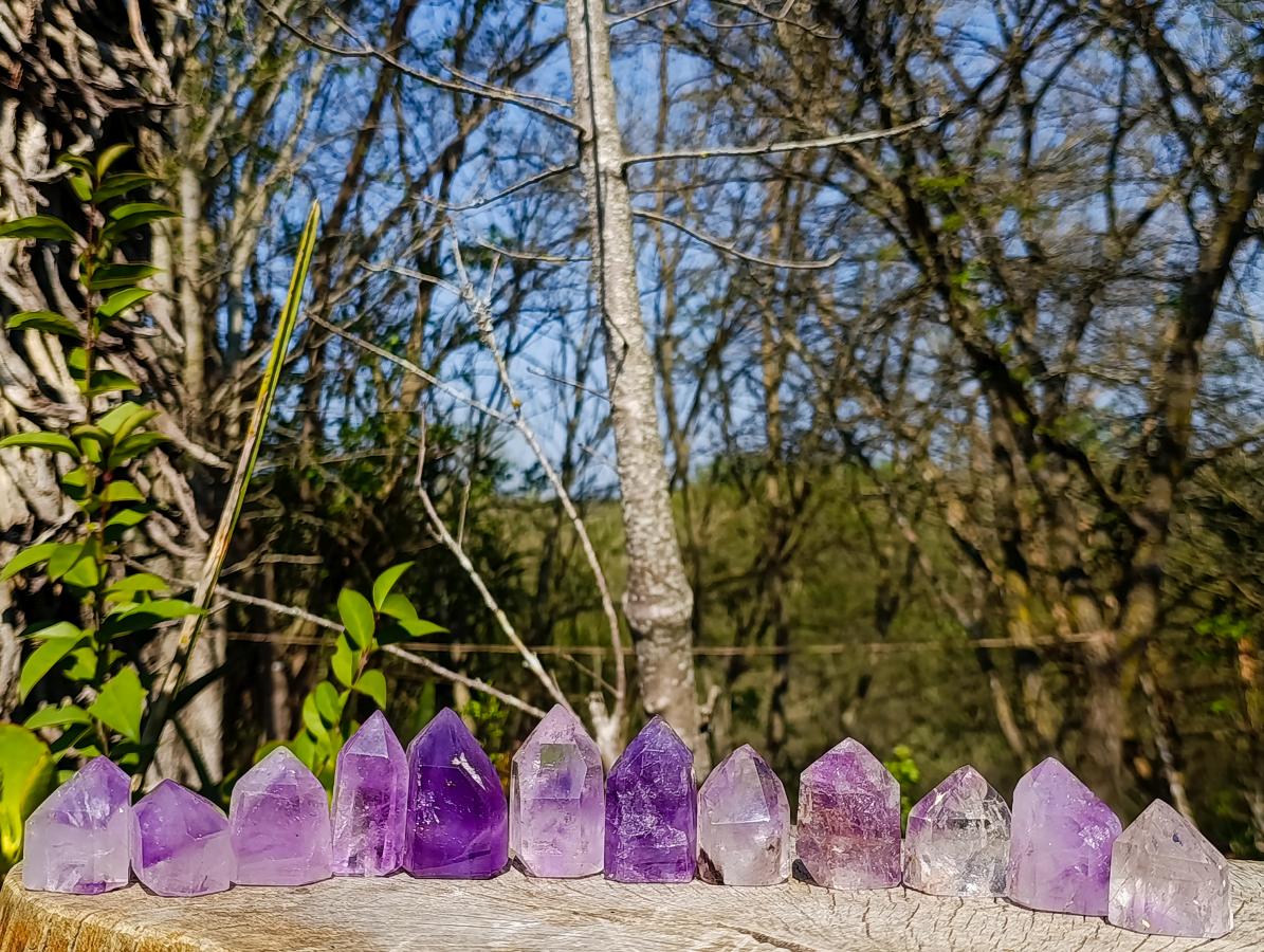 Polished Window Amethyst Crystal x 12 From Akansobe, Madagascar