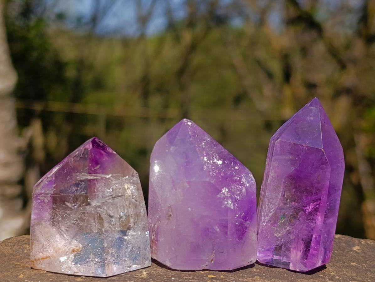 Polished Window Amethyst Crystal x 12 From Akansobe, Madagascar