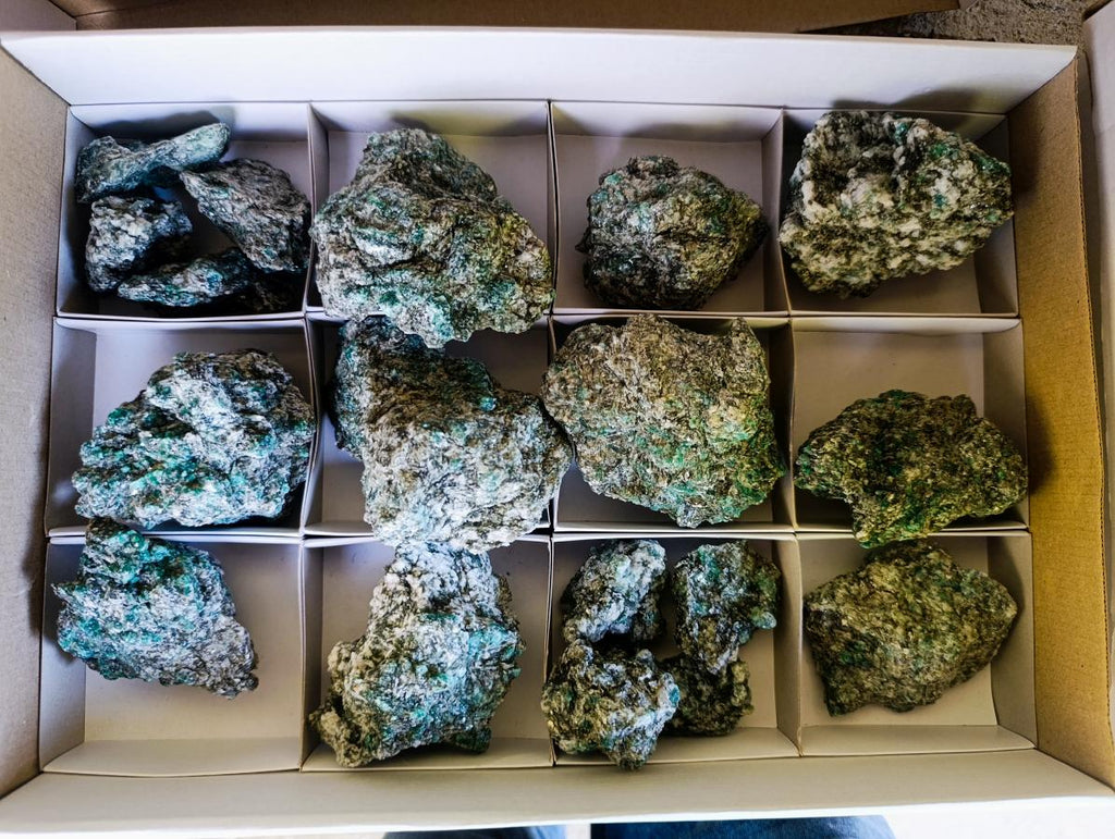 Natural Emerald Mica 'Mutokolite' Cobbed Specimens x 18 From Mutoko, Zimbabwe