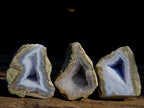 Polished One Side Blue Lace Agate Geodes x 24 From Nsanje, Malawi