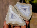 Polished One Side Blue Lace Agate Geodes x 24 From Nsanje, Malawi