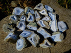 Polished One Side Blue Lace Agate Geodes x 24 From Nsanje, Malawi