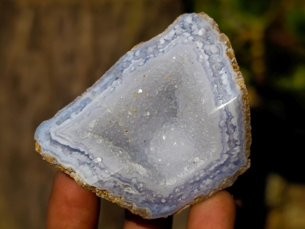 Polished One Side Blue Lace Agate Geodes x 24 From Nsanje, Malawi