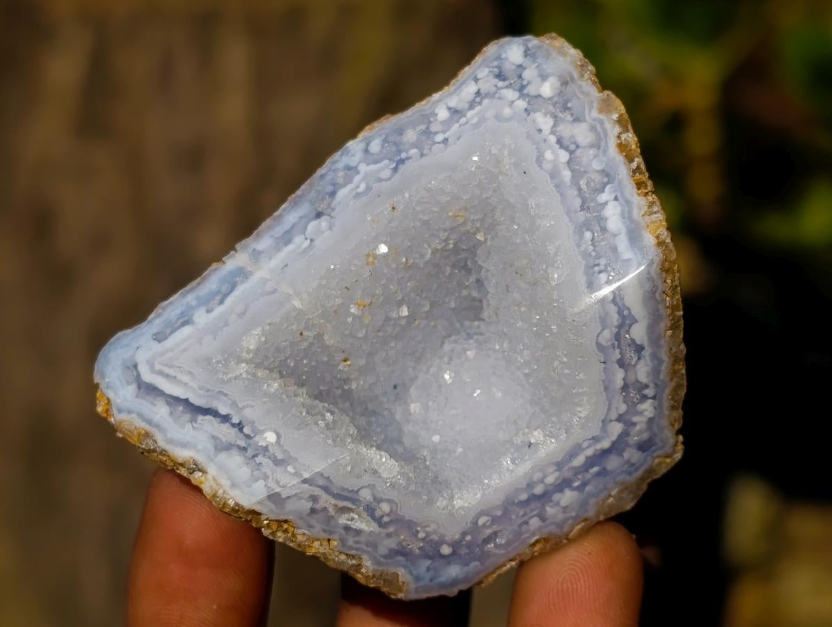 Polished One Side Blue Lace Agate Geodes x 24 From Nsanje, Malawi