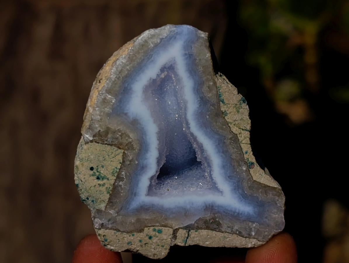 Polished One Side Blue Lace Agate Geodes x 24 From Nsanje, Malawi