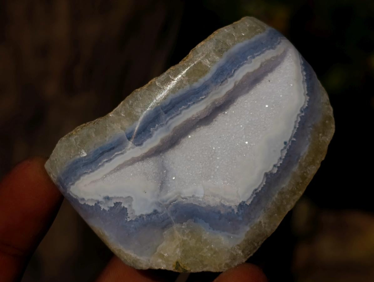 Polished One Side Blue Lace Agate Geodes x 24 From Nsanje, Malawi