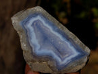 Polished One Side Blue Lace Agate Geodes x 24 From Nsanje, Malawi