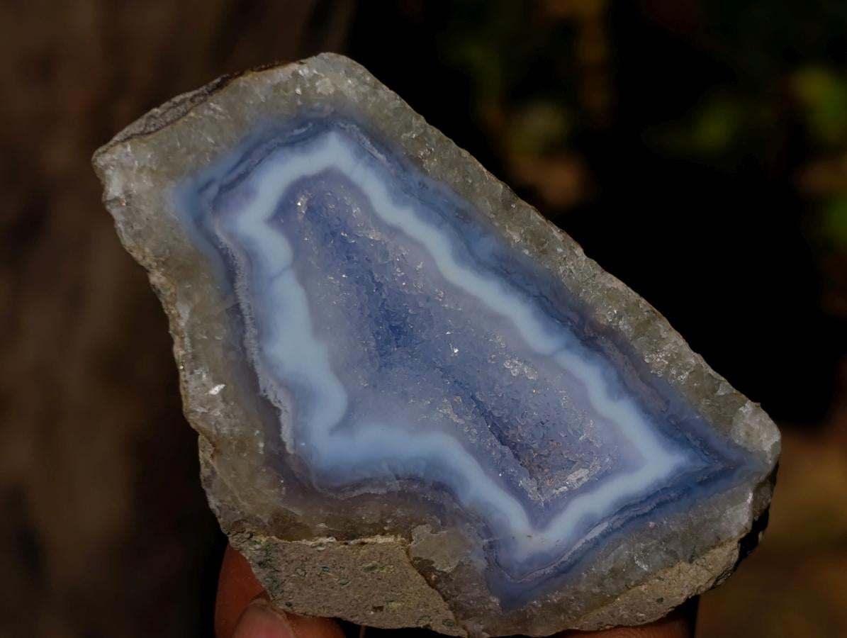 Polished One Side Blue Lace Agate Geodes x 24 From Nsanje, Malawi