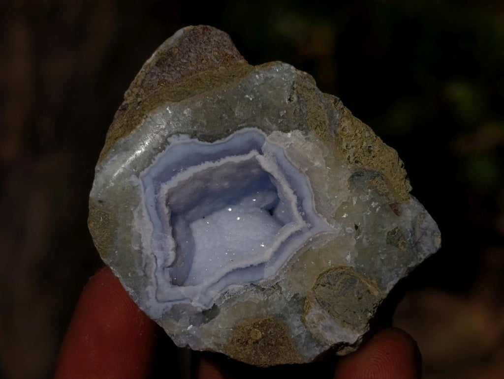 Polished One Side Blue Lace Agate Geodes x 24 From Nsanje, Malawi