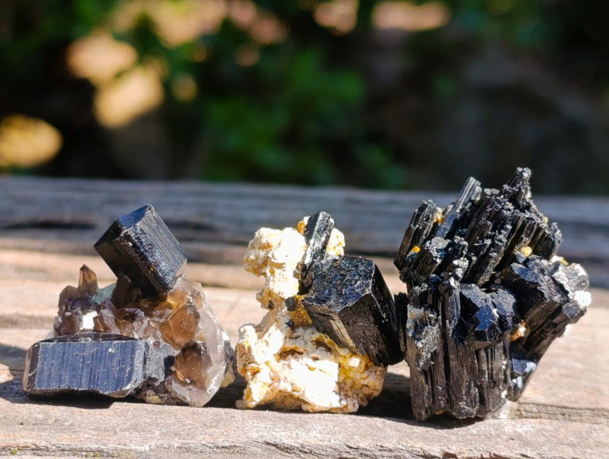 Natural Schorl Black Tourmaline Crystal and Cluster Specimens x 142 From Erongo, Namibia
