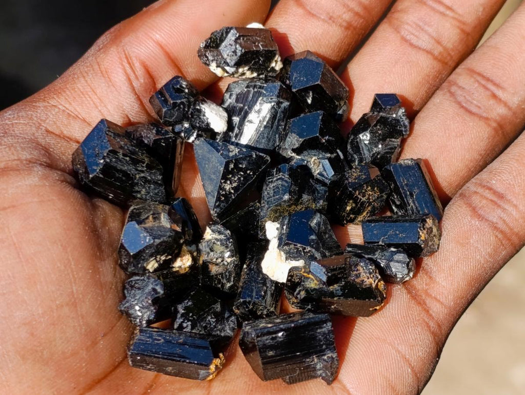 Natural Schorl Black Tourmaline Crystal and Cluster Specimens x 142 From Erongo, Namibia