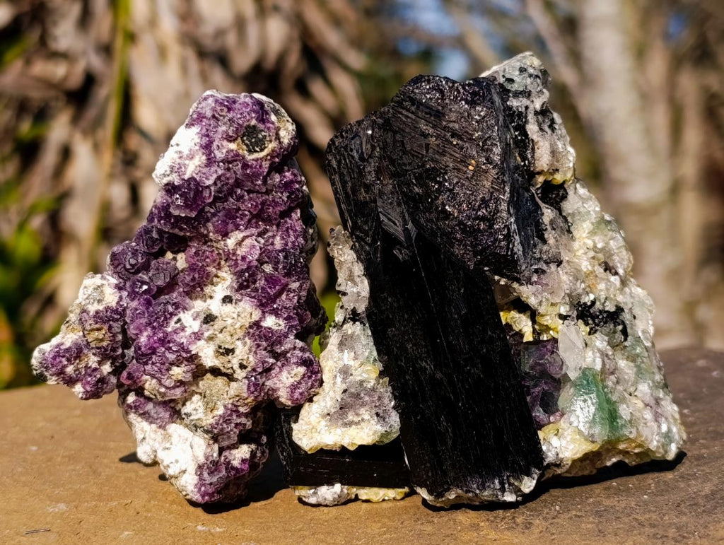 Natural Smokey Fluorite Specimens with Associated Minerals x 6 From Erongo, Namibia