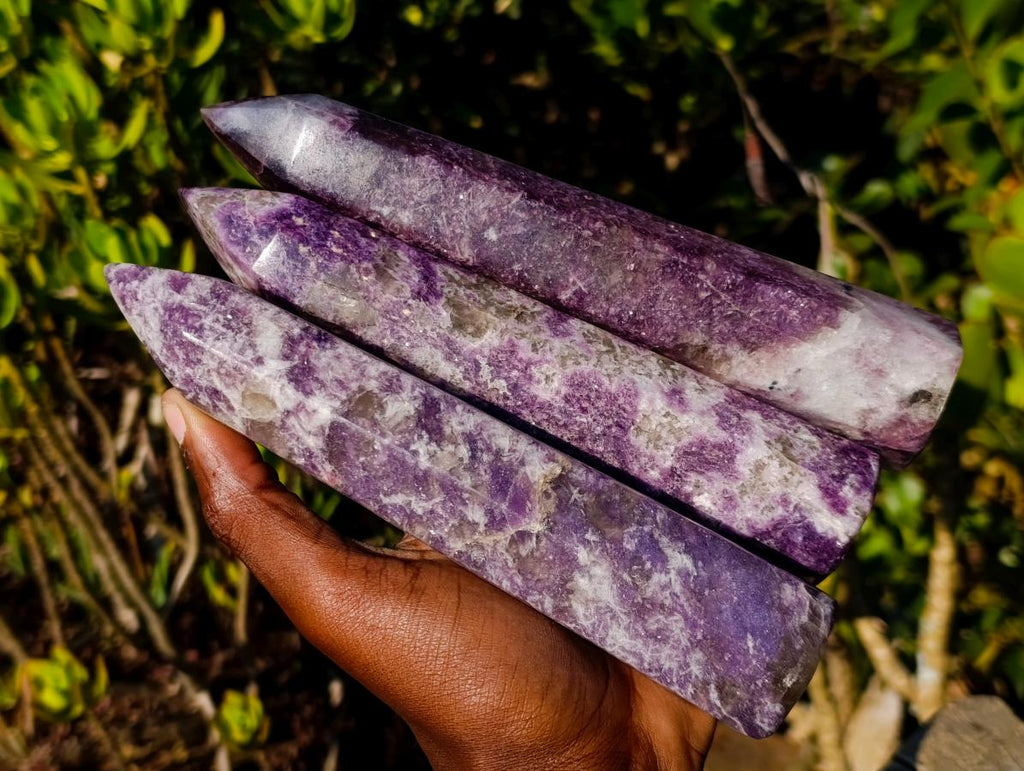 Polished Lepidolite Display Crystals x 3 From Ambatondrazaka, Madagascar