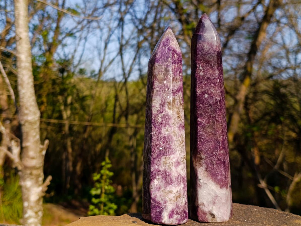 Polished Lepidolite Display Crystals x 3 From Ambatondrazaka, Madagascar