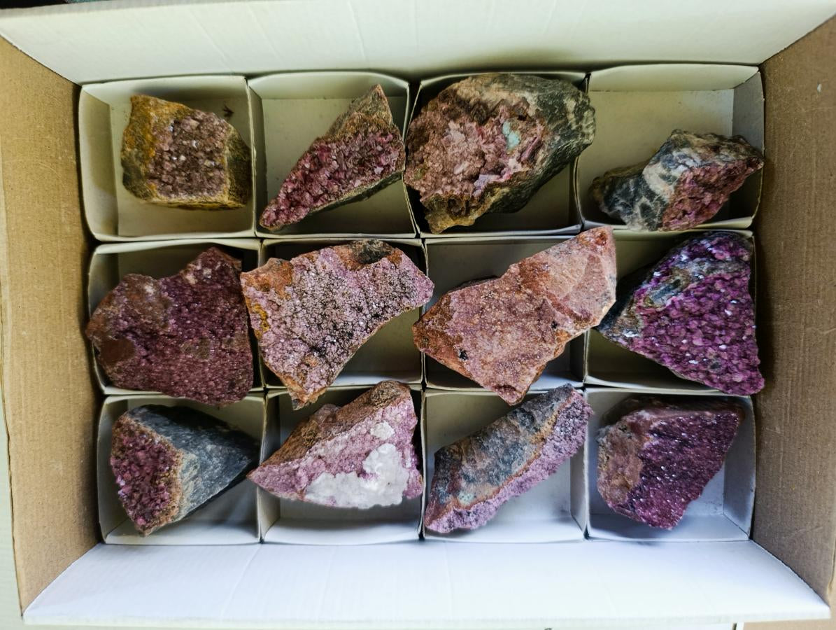 Natural Salrose Cobaltoan Dolomite Specimens x 12 From Kakanda, Congo