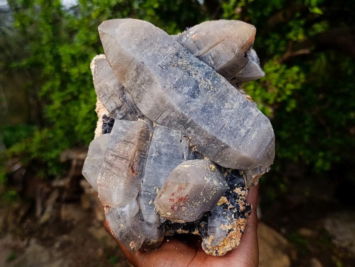 Natural Large Smokey Quartz Cluster with Associated Minerals x From Erongo, Namibia