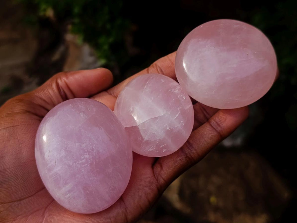Polished Gemmy Rose Quartz Palm Stones x 20 From Madagascar