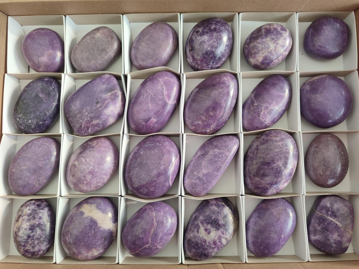 Polished Lepidolite Free Forms x 24 From Zimbabwe