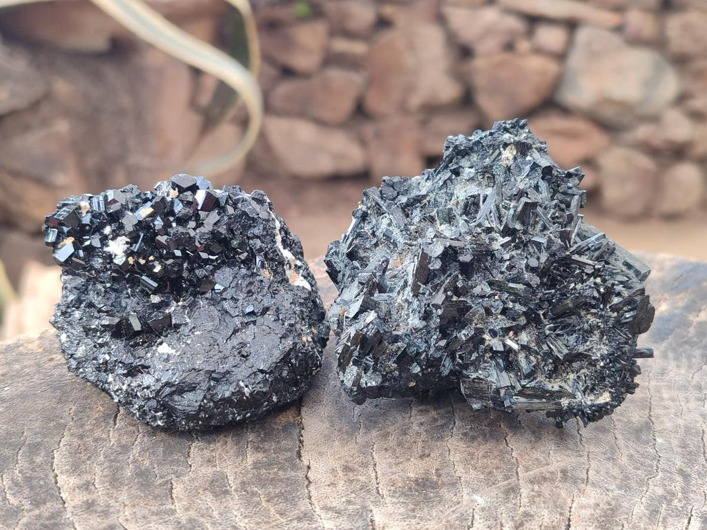Natural Schorl Black Tourmaline Crystal and Cluster Specimens with Associated Minerals x 12 From Erongo, Namibia