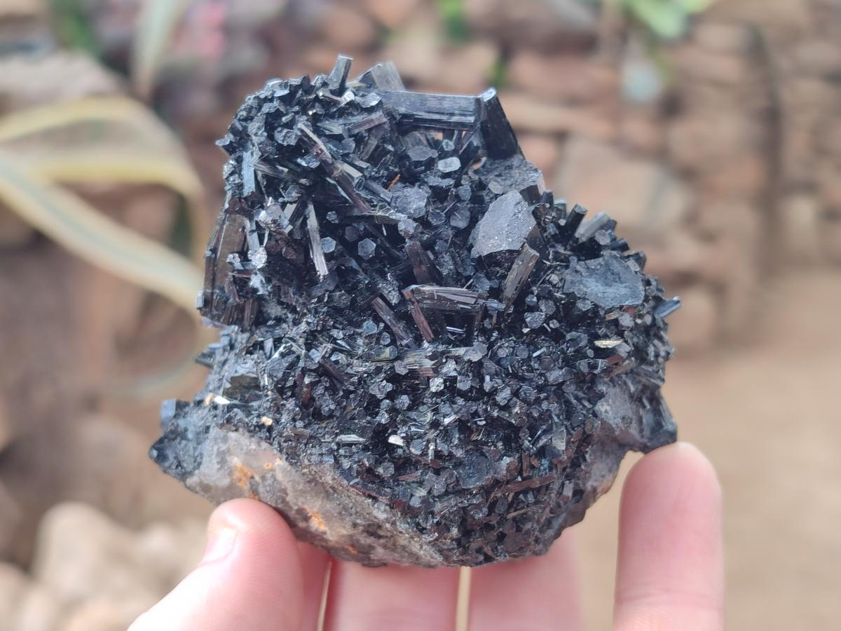 Natural Schorl Black Tourmaline Crystal and Cluster Specimens with Associated Minerals x 12 From Erongo, Namibia