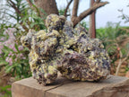 Natural Large Smokey Fluorite Specimen with Yellow Vermiculite Mica x 1 From Erongo, Namibia