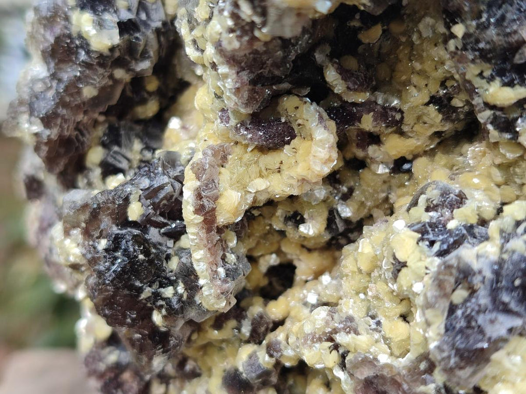 Natural Large Smokey Fluorite Specimen with Yellow Vermiculite Mica x 1 From Erongo, Namibia