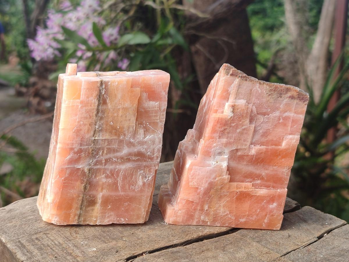 Natural Rhombohedral Sunset Orange Calcite Specimens x 6 From Spitzkop, Namibia