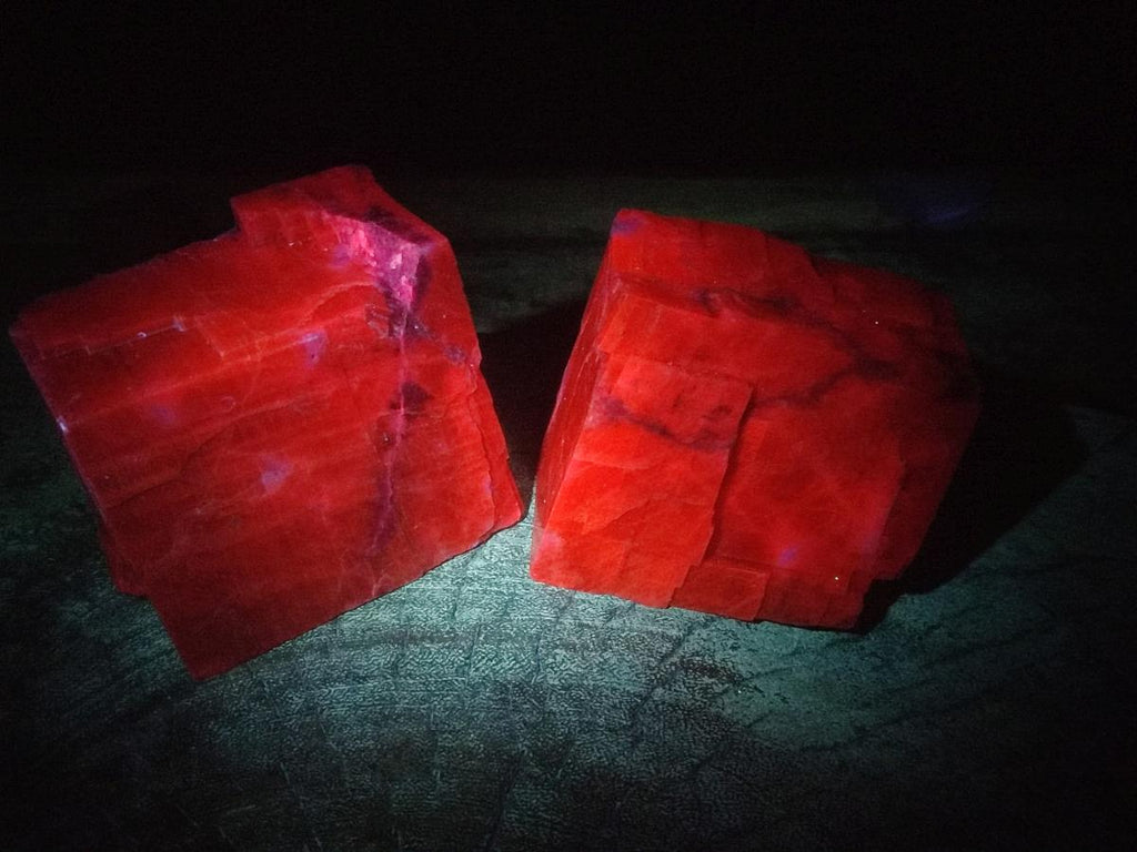 Natural Rhombohedral Sunset Orange Calcite Specimens x 6 From Spitzkop, Namibia