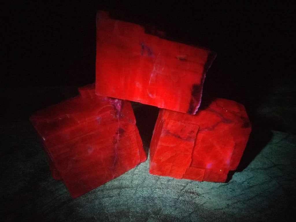 Natural Rhombohedral Sunset Orange Calcite Specimens x 6 From Spitzkop, Namibia