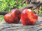 Polished Carnelian Agate Gemstone Hearts x 6 From Madagascar