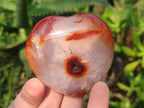 Polished Carnelian Agate Gemstone Hearts x 6 From Madagascar
