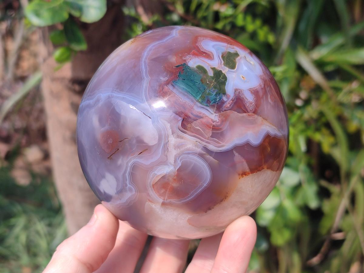 Polished Red Shashe River Agate Spheres x 2 From Shashe River, Zimbabwe
