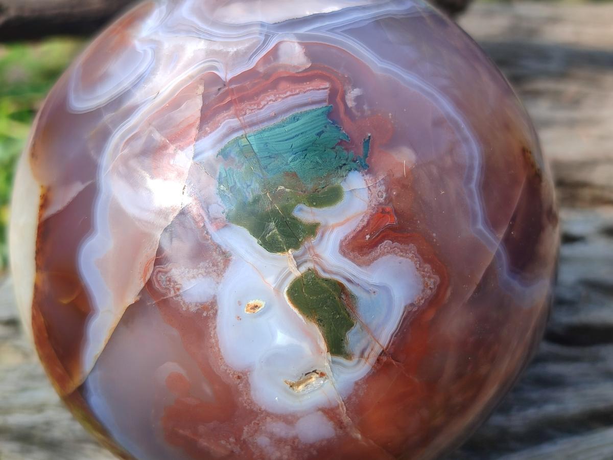 Polished Red Shashe River Agate Spheres x 2 From Shashe River, Zimbabwe
