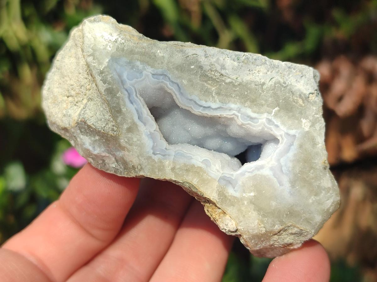 Polished One Side Blue Lace Agate Geodes x 13 From Nsanje, Malawi