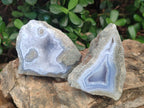 Polished One Side Blue Lace Agate Geodes x 13 From Nsanje, Malawi
