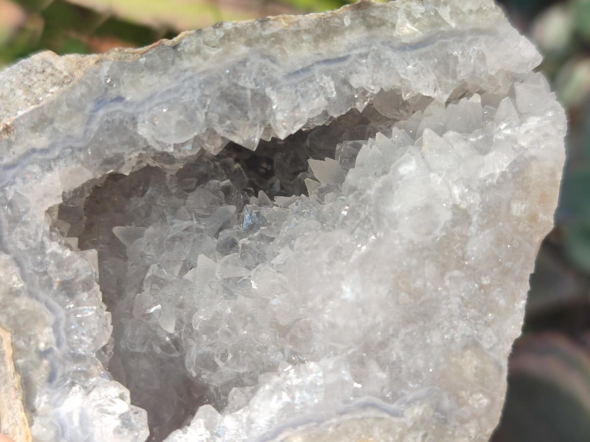 Polished One Side Blue Lace Agate Geodes x 13 From Nsanje, Malawi