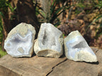 Polished One Side Blue Lace Agate Geodes x 13 From Nsanje, Malawi