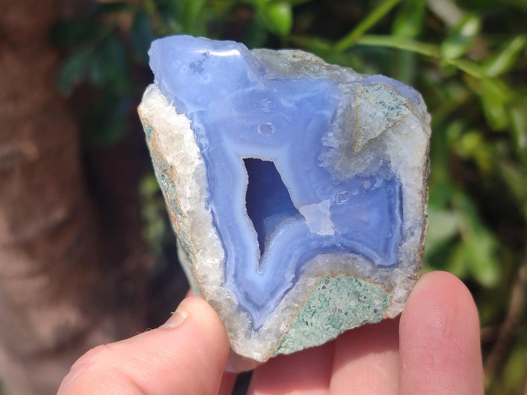 Polished One Side Blue Lace Agate Geodes x 13 From Nsanje, Malawi
