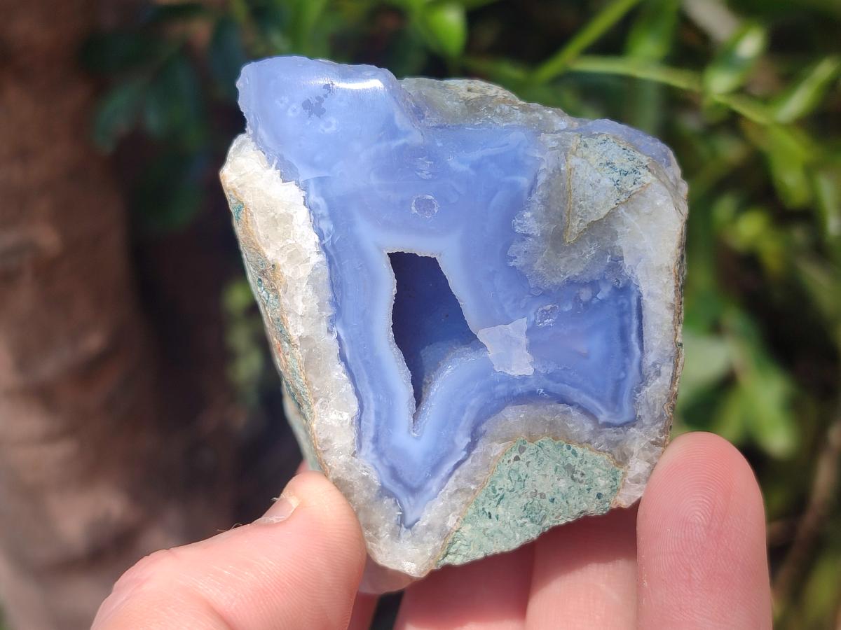 Polished One Side Blue Lace Agate Geodes x 13 From Nsanje, Malawi