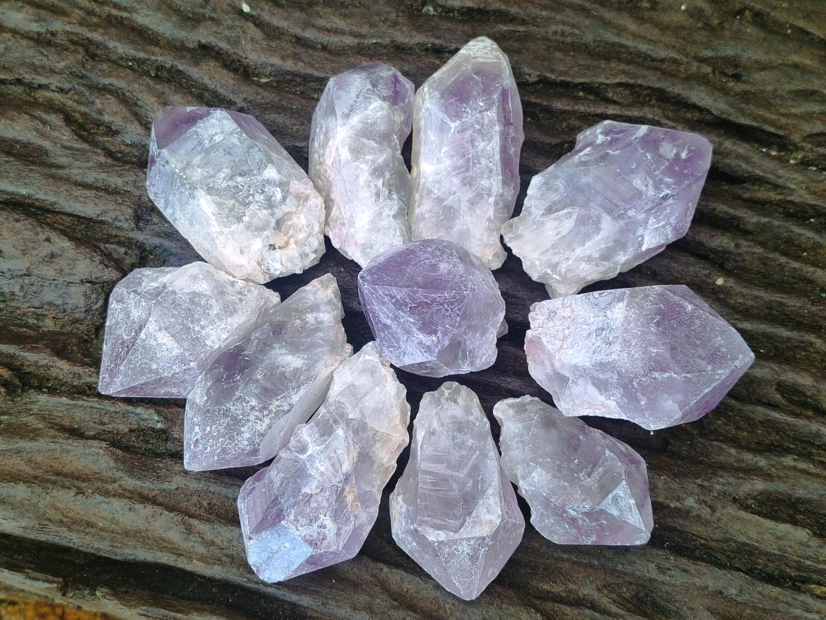 Natural Jacaranda Amethyst Single Crystals x 36 From Mumbwa, Zambia